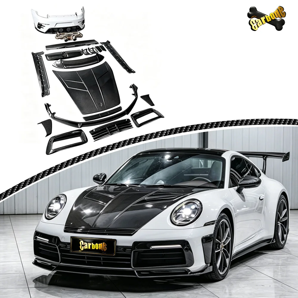 Carbone Key Style Car Parts Auto Performance Parts Dry Carbon Fiber Rear Spoiler Side Skirt For Porsche 911 992