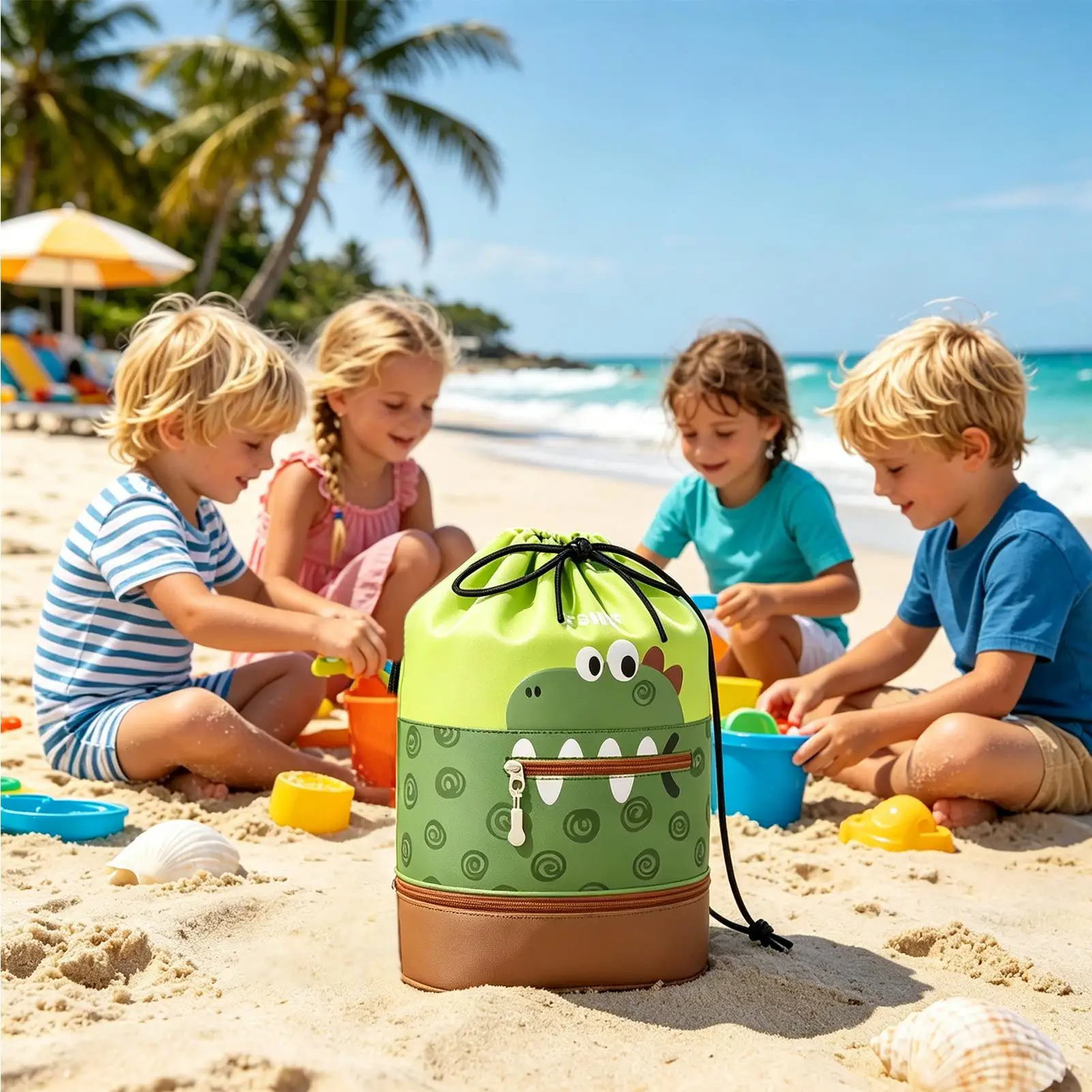 Kids Pool Bag Dry Wet Separate Travel Backpack Waterproof Girls Swim Bag With Drawstring Shoe Compartment For Beach Gym Travel