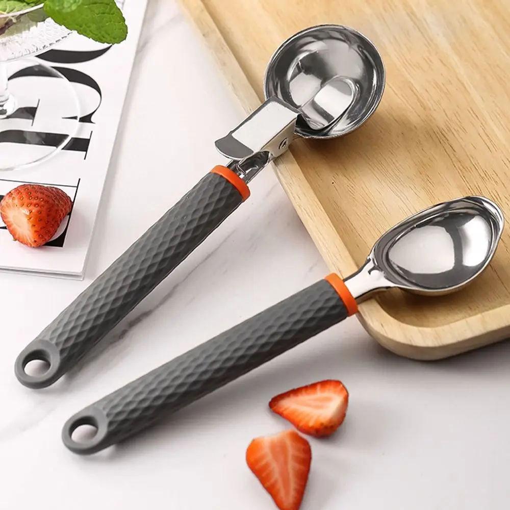 Stainless Steel Head Ice Cream Scoop with Comfortable Silicone Handle Multi-purpose Fruit Tools Quickly Non Slip Kitchen Gadgets