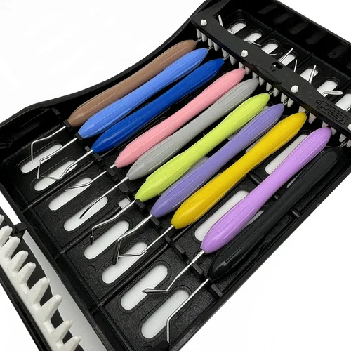 10 unids/set de instrumentos restauradores rellenos de resina Dental con mango de silicona, cuchillos de restauración estética para herramientas de laboratorio de odontología