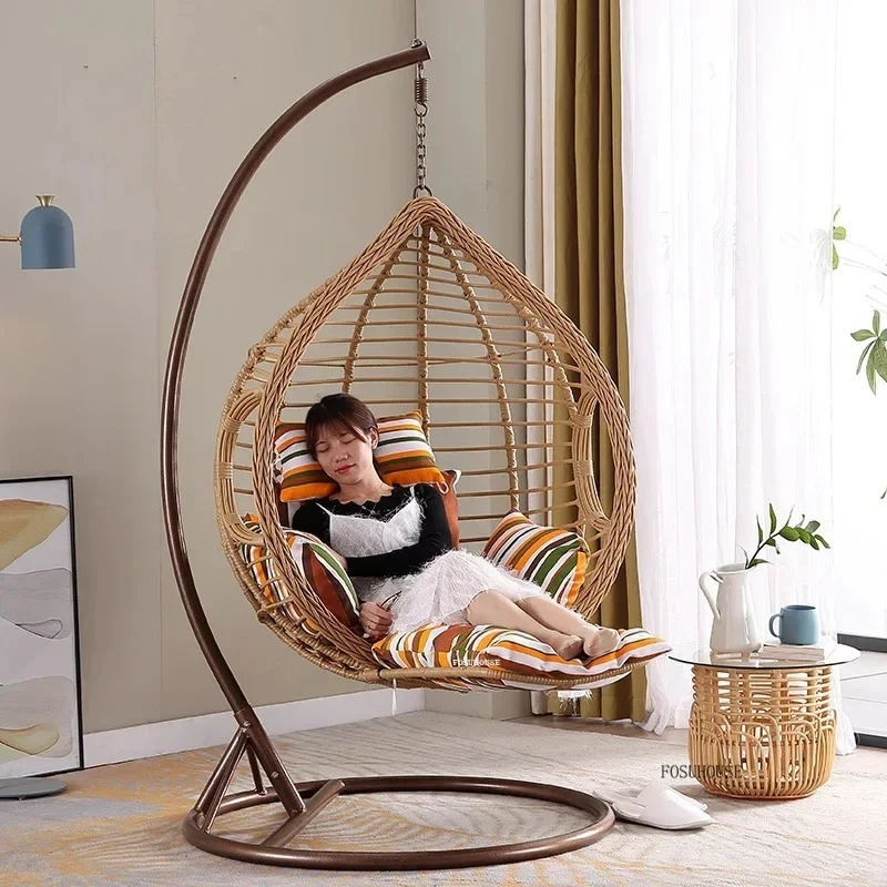 

Nordic Balcony Single Rattan Swing Chair Indoor Hanging Patio Swings Modern Home Adult Hanging Chairs Swing Outdoor Furniture GM