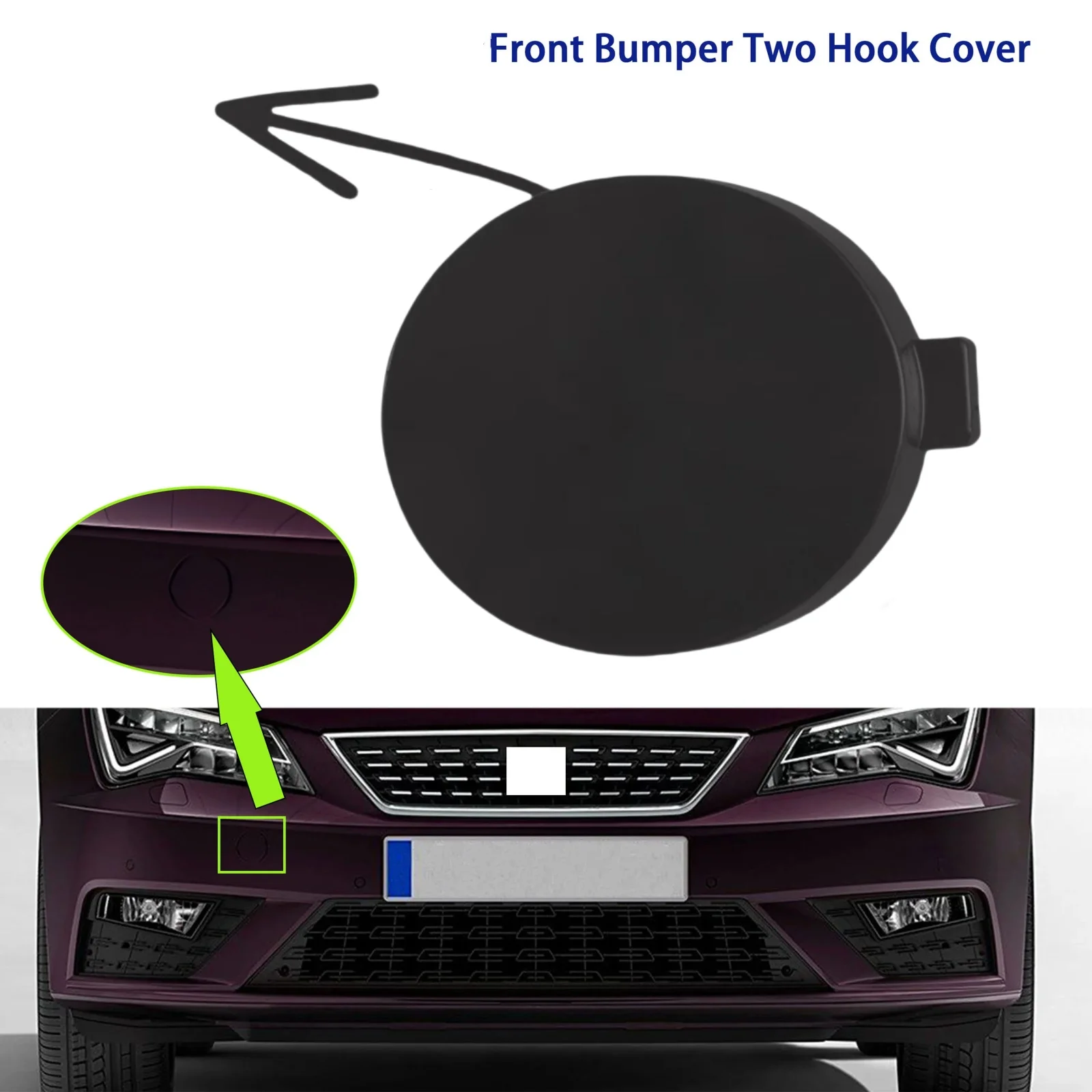 

1PC Car Front Bumper Tow Eye Hook Cover Cap For Volkswagen Polo 2009-2014 6R0807241 Durable Automotive Parts Black