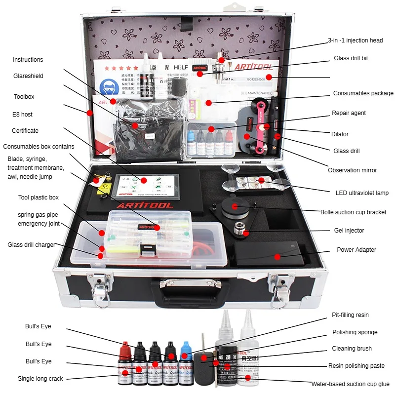 E8 Professional and Useful Chip Crack Auto Glass Repair Tools Windshield Repair Kits