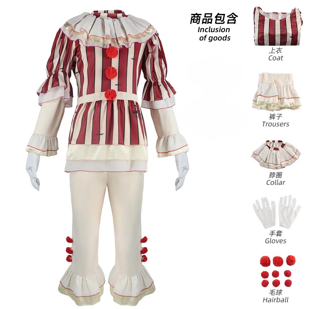 

Movie Joker Cosplay Costume Stephen King Chapter Horror Clown Jacket Pant Suit Birthday Gift Halloween Christmas Party Dress Up