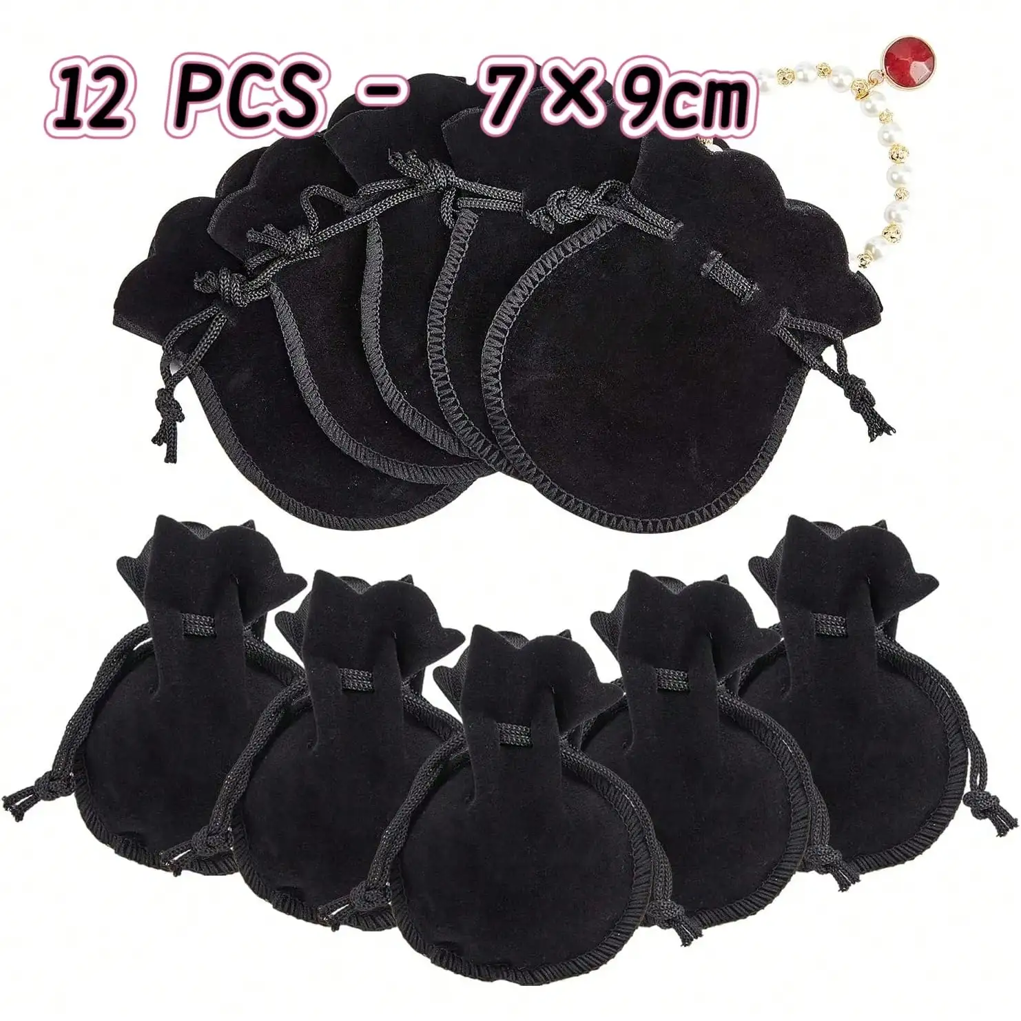 6/12pcs (7*9cm) Small Velvet Drawstring Jewelry Pouches, Necklace Bracelet Gift Packaging Bags, Wedding Favor Bags/Mini