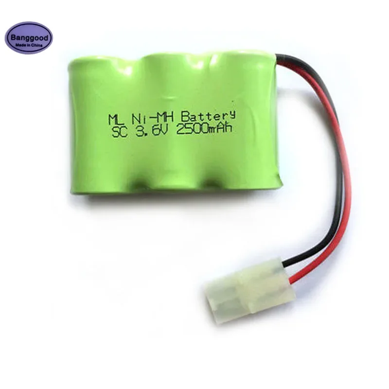 1PC New 3.6V 2500mAh NIMH SCx3 Rechargeable Battery Pack with Tamiya Plug for Helicopter Robot Car Toys