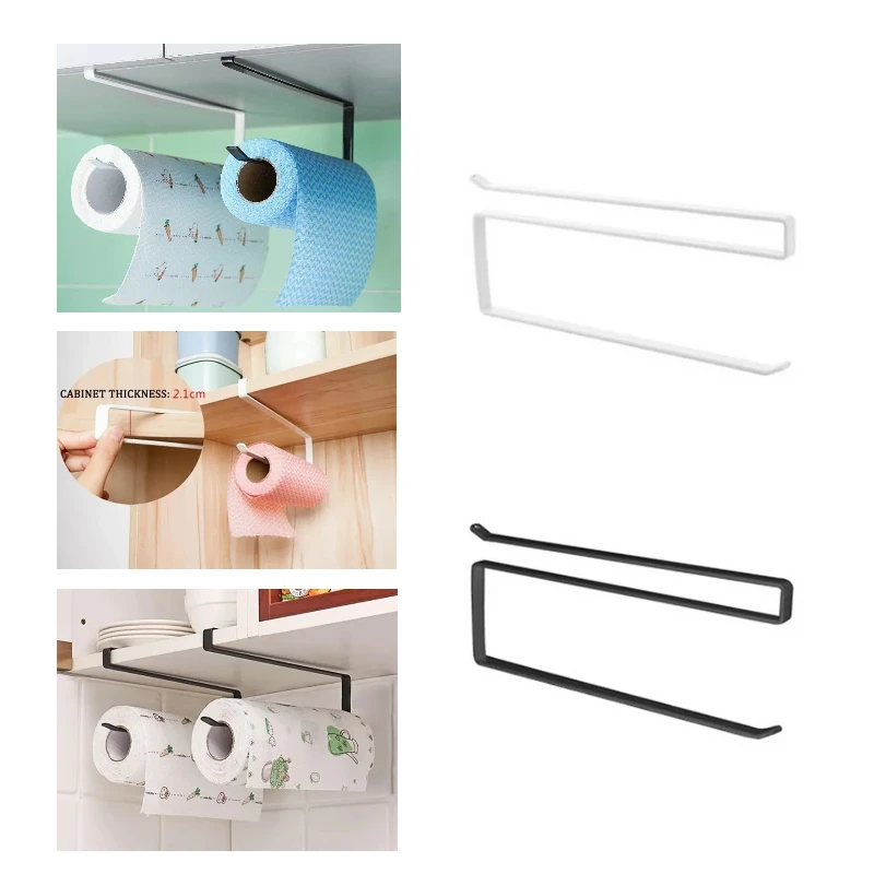 1pcs Punch-Free Paper Roll Kitchen Tissue Towel Holder,Cling Film Storage Rack for Kitchen Tissue Accessories