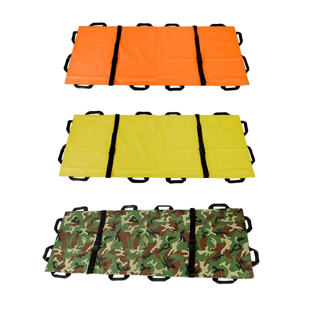Emergency Stretcher Canvas Foldable Medical Transport Carrier Reinforced Hand Grips Aluminum Frame for Home and Ambulance Rescue