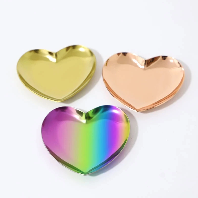 1pcs Heart Shape 403 Stainless Steel Jewelry Tray Plate For Nail Art Makeup Eyebrow Lips Tattoo Supplies Tools