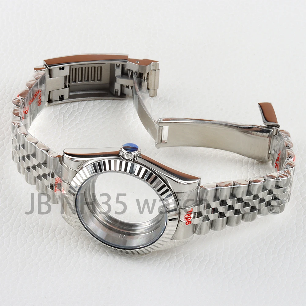 NH35 36/39mm Cassa per orologio Argento Bracciale giubileo in acciaio inossidabile di alta qualità per Seiko Nh35 Nh36 Movimento Datejust Case