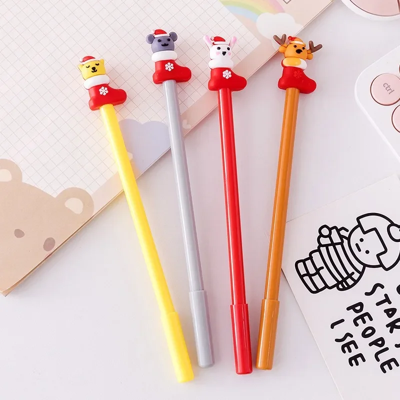 

12Pcs Christmas Cute Creative Reindeer Bear Christmas Boots Neutral Pen, Christmas Stationery