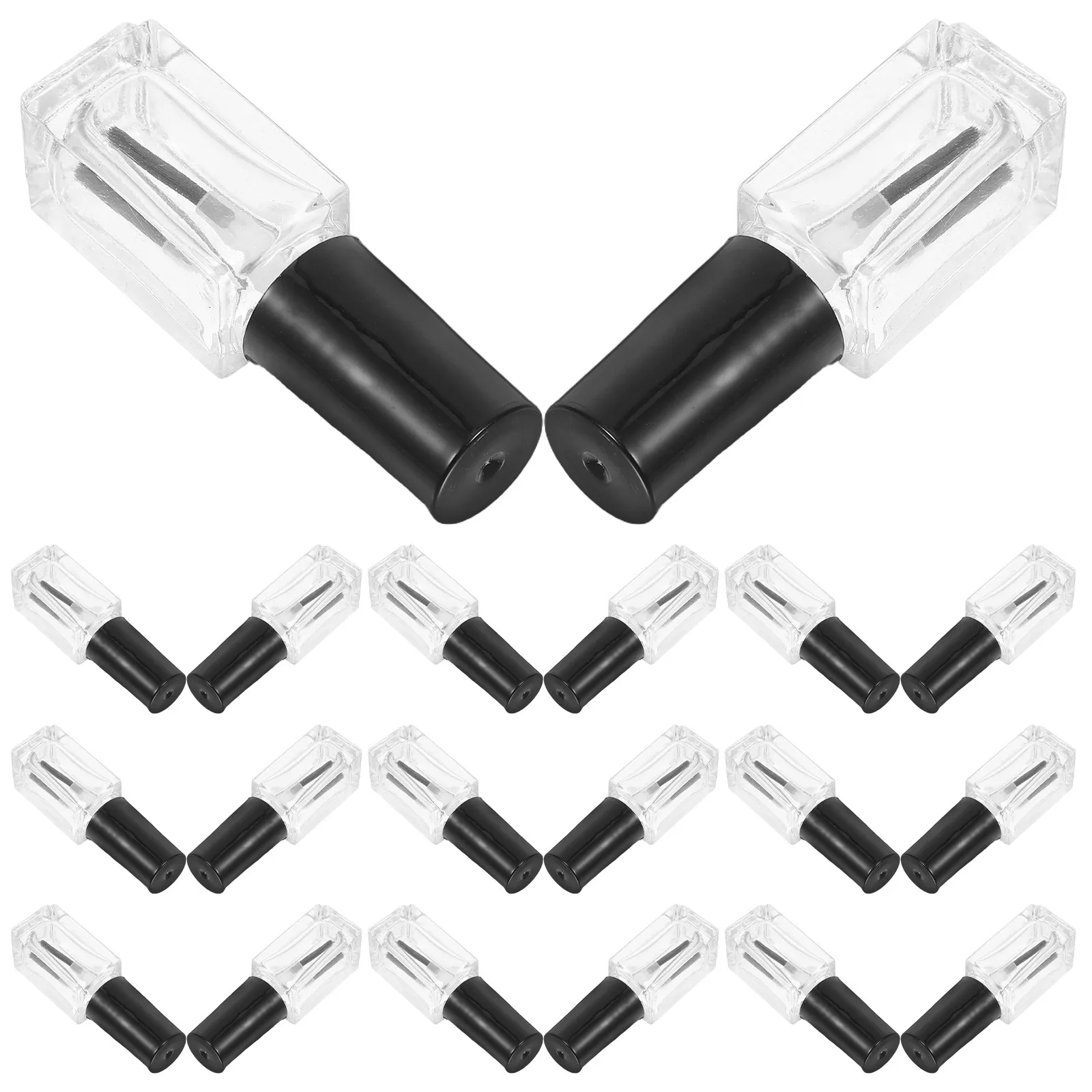 

20Pcs 5Ml Transparent Glass Nail Polish Bottles Empty with Brush Cap Flat Sides for Labeling Ideal Nail Gel Container Travel