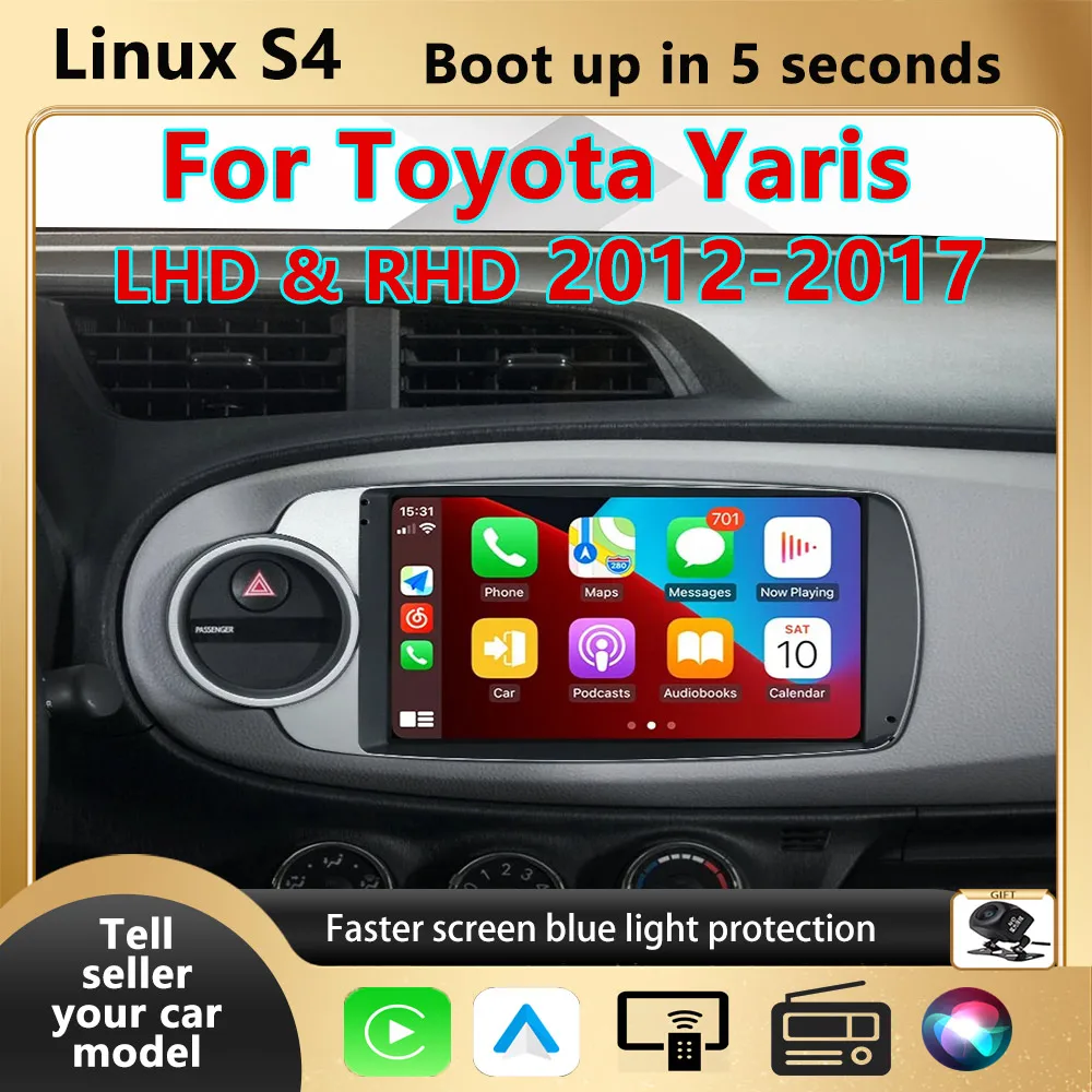 Modify For Toyota Yaris LHD RHD 2012-2017 Wireless Carplay Car Multimedia Player Upgrade Touch Screen Android Auto carplay linux