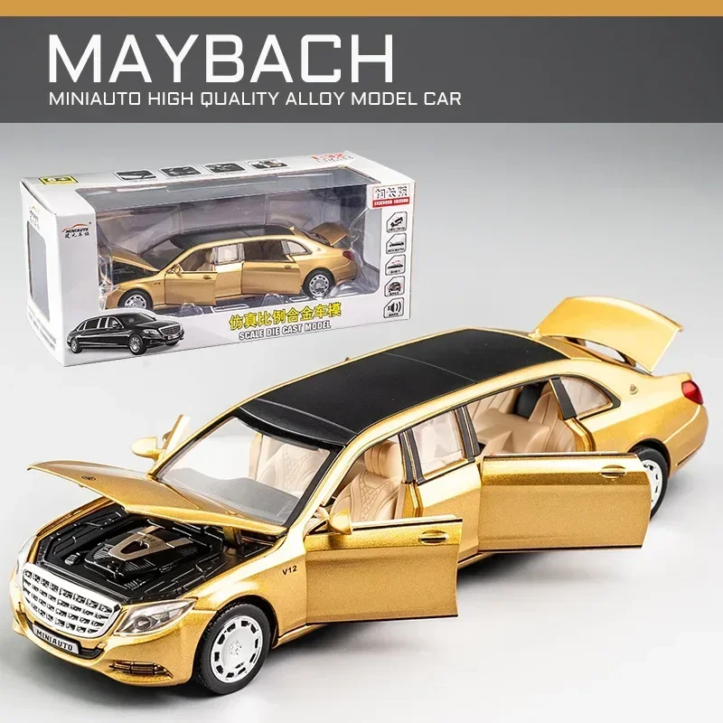 1:32 Mercedes Benz Maybach S650 Extended version Diecast Metal Alloy Model car Sound Light Collection Kids Toy Gifts A85