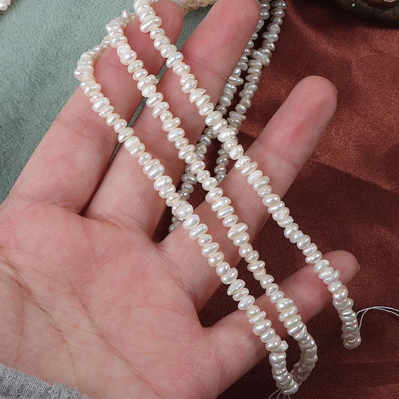 

3-4mm Irregularly Shaped Flat Beads Natural Freshwater Pearls Loose Beads for Jewelry Making DIY Necklace Bracelet Accessories
