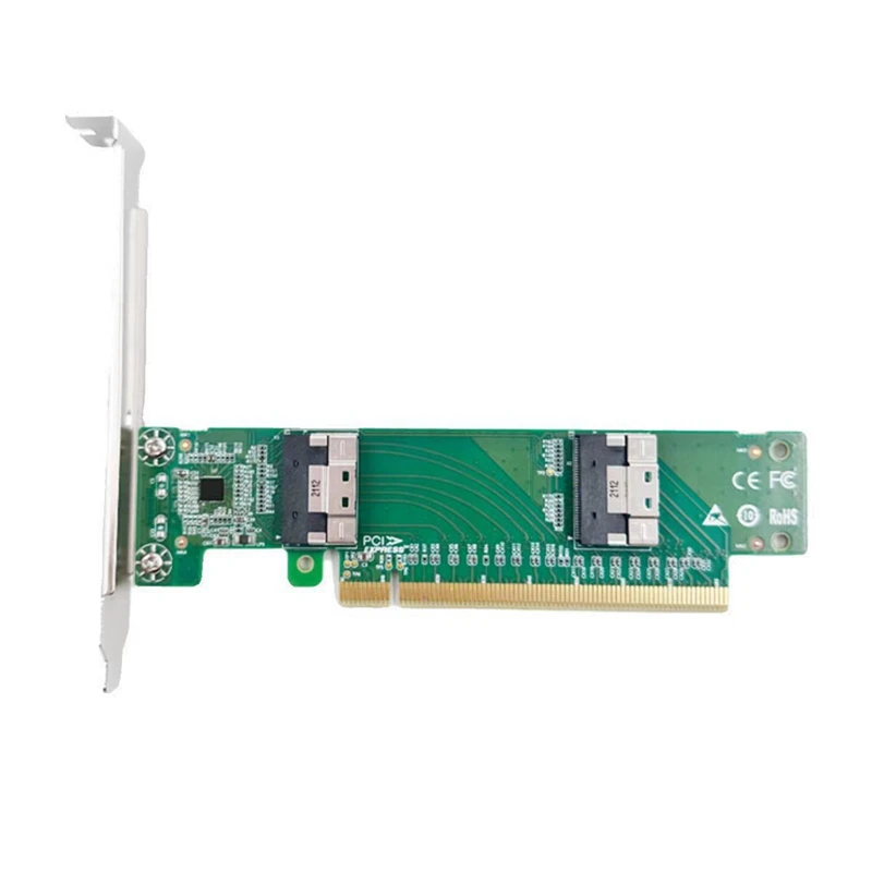 

Adapter Card PCI Express X16 to 2-Port SlimSAS SFF-8654 8I Adapter Multi-Function Portable Adapter Card