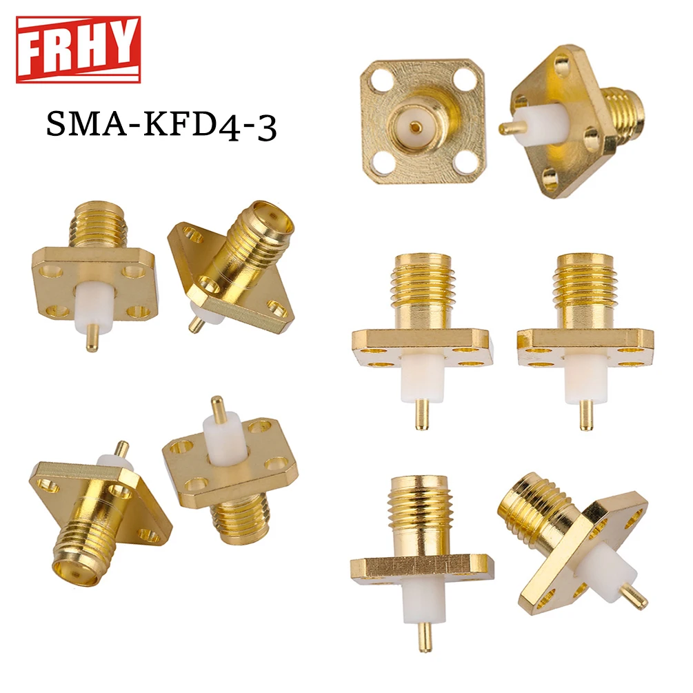 

10PCS SMA-KFD4-3 Female 4-Hole Flange RF Connector Durable Square Mount Antenna Signal Box Industrial Grade