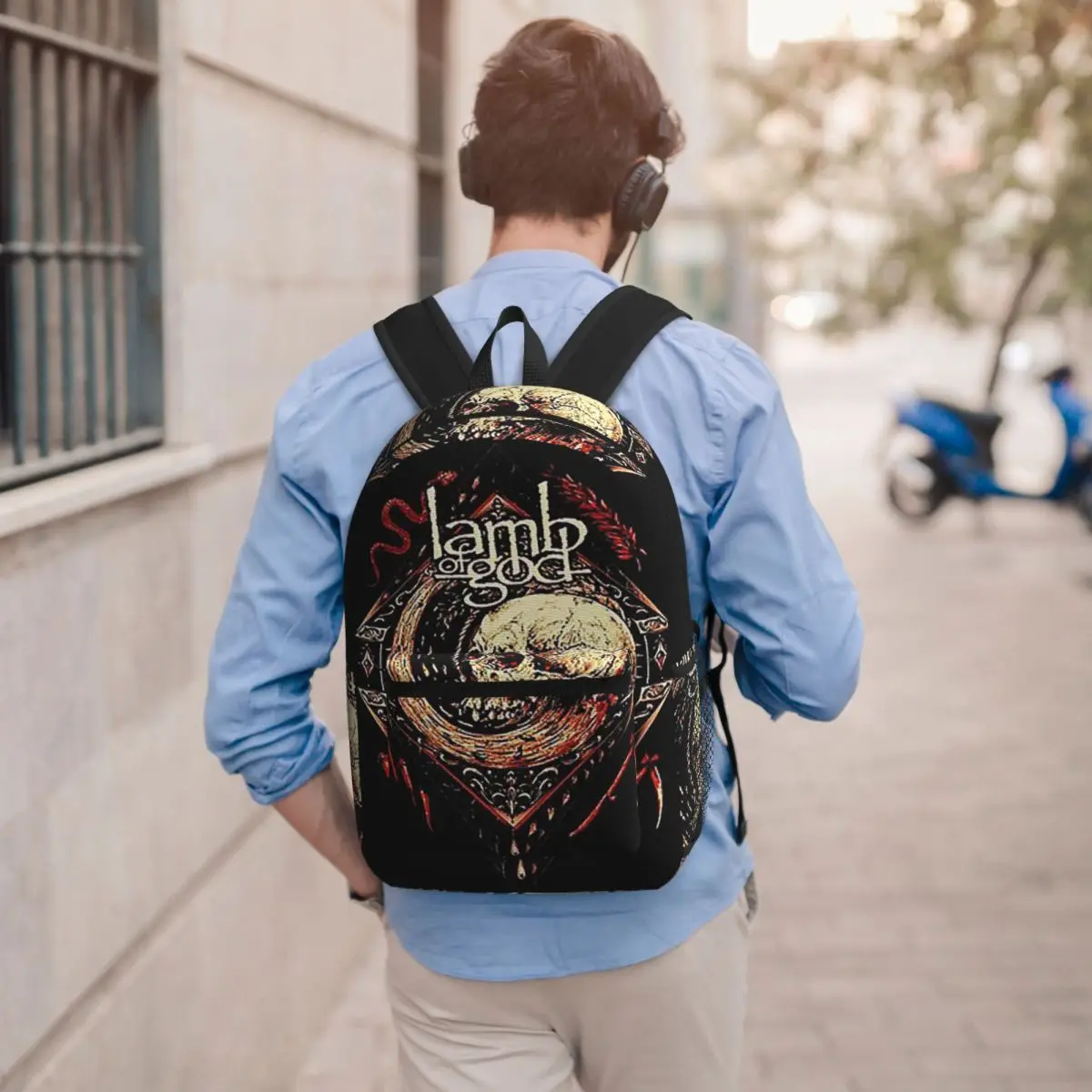 Black Metal Lamb Of God Student Backpack School Bag Hiking Travel Daypack for Men Women Bookbag Shoulder Bags