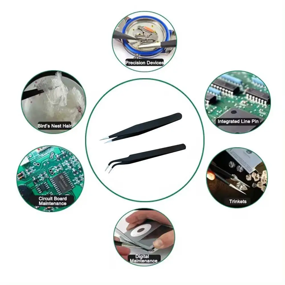 2pcs Eyelash Extension Tweezers Makeup Stainless Steel Eyelash 3D Accurate Clip