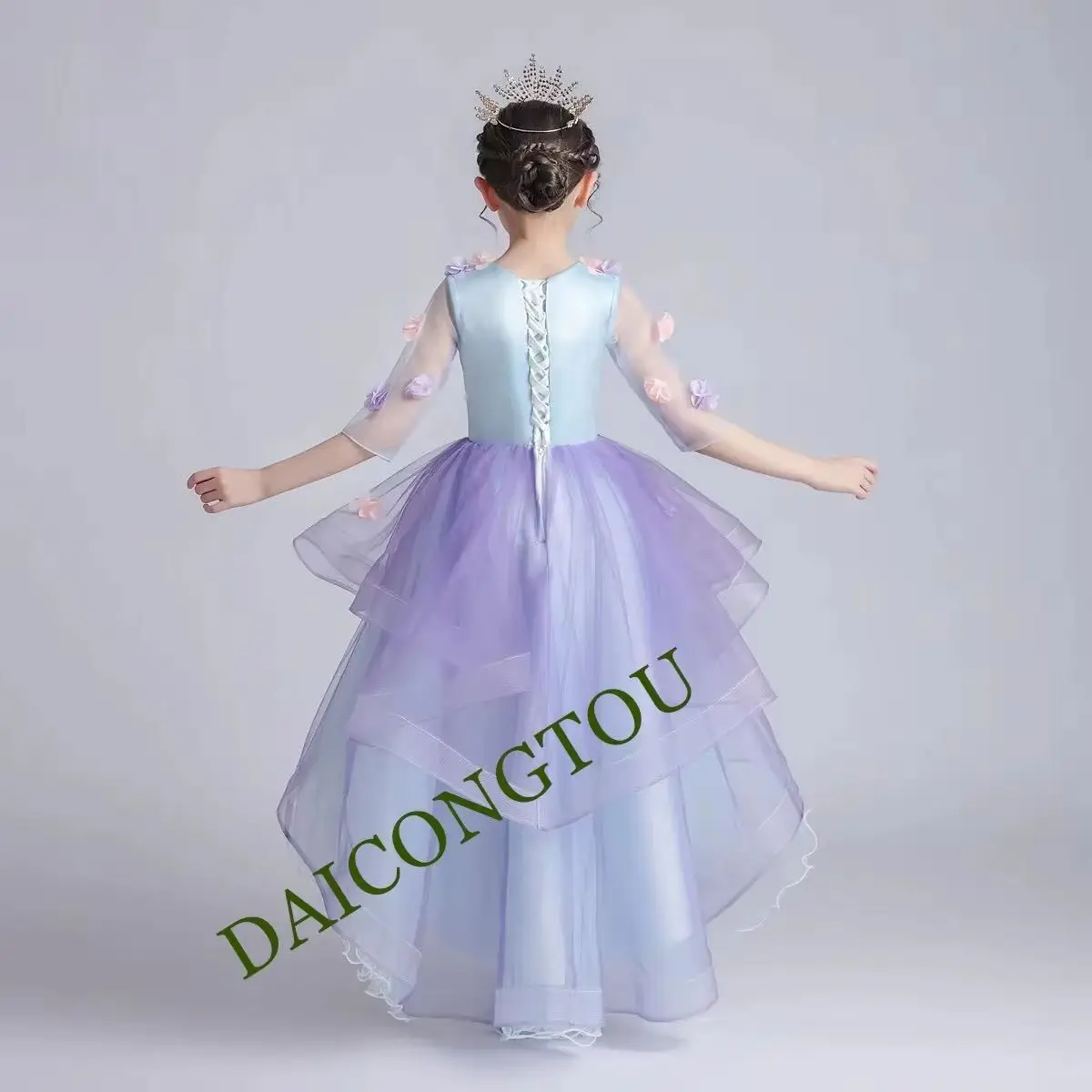 

CustomizedViolet High Low Baby Flower Girl Dresses Floral Children Wedding Birthday Prom Party Gowns