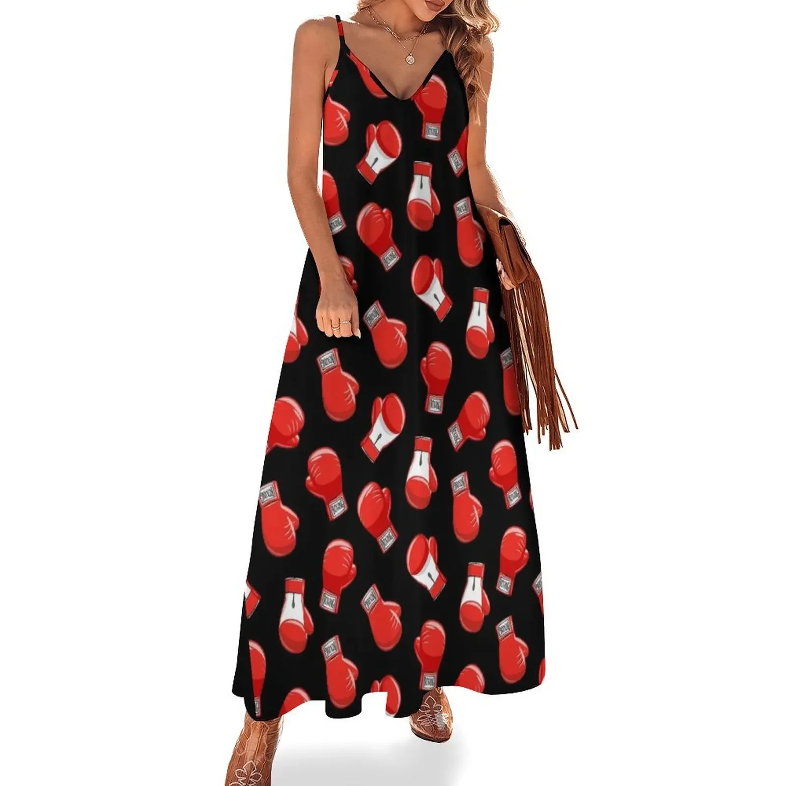 

Red Boxing Gloves Sleeveless Dress summer dress daily Long dresses