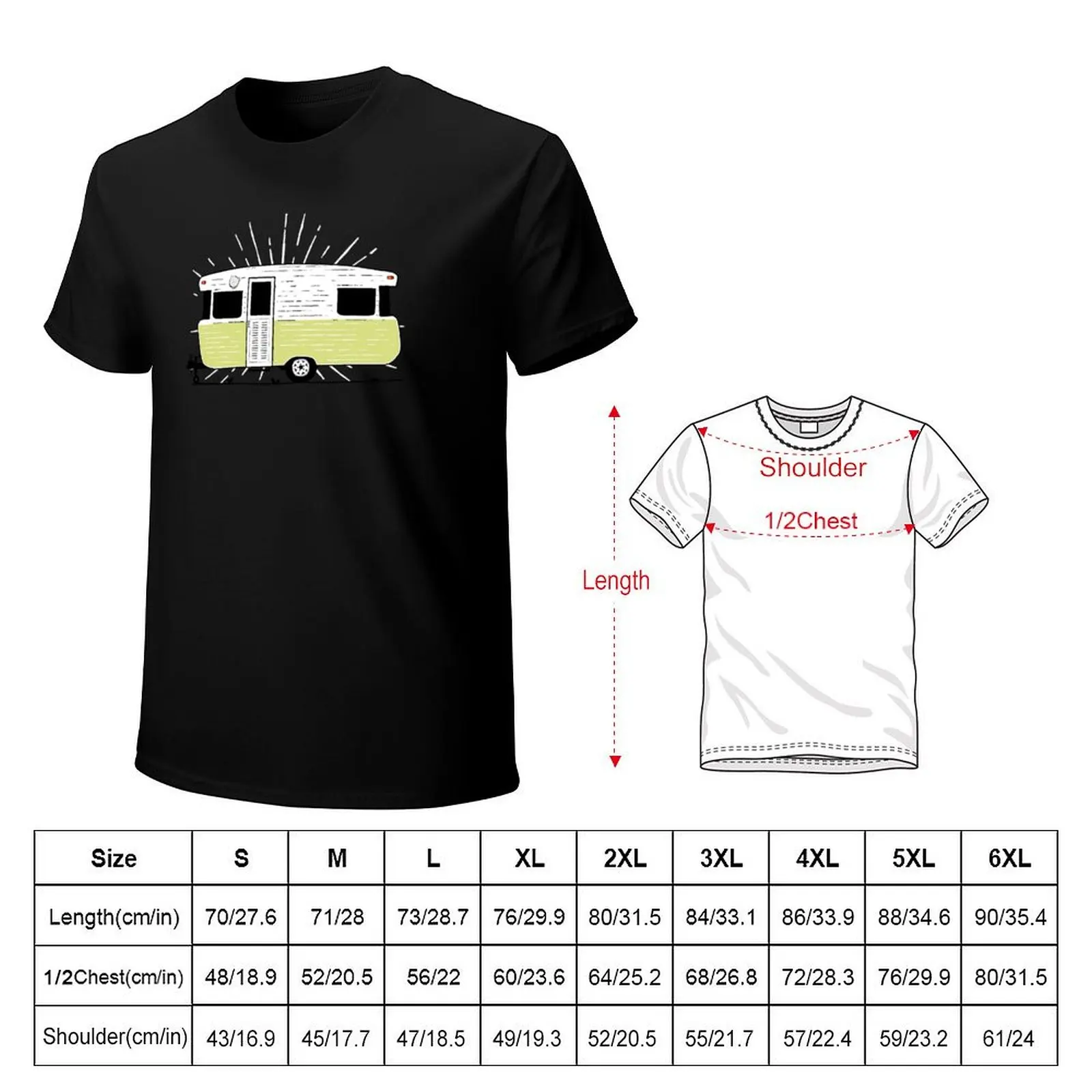 Vintage Viscount Caravan Illustration T-Shirt Quick Dry Sports Short Sleeve Tee