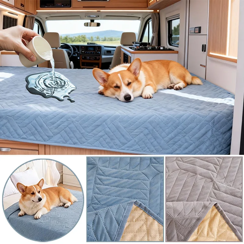 Premium Solid Color Waterproof Bedspread/No-Slip Pet Mattress-Washable Ultrasonic Quilting Bed Cover for Home/Hotel Bed Spread