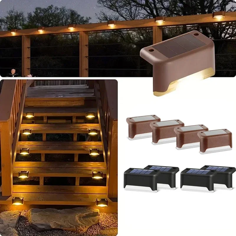 LED Solar Staircase Light Waterproof Passage Patio Courtyard Guardrail Step Lamp for Outdoor Garden Borders Terrace Fence Light