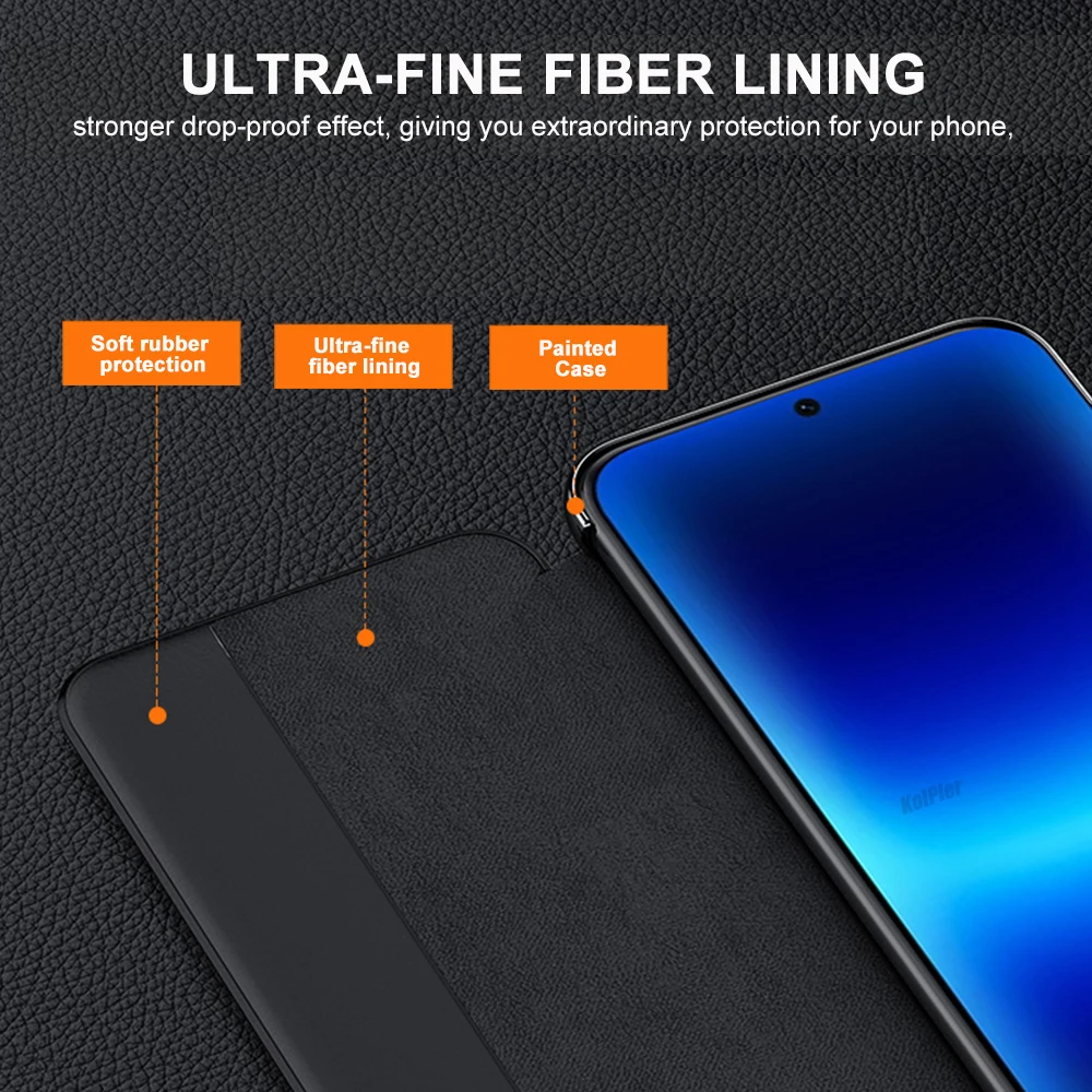Luxury Genuine Leather Flip Cover For Huawei PURA 90 PRO MAX Case Original plating Magnetic Smart Touch View Wake Sleep Up Cover