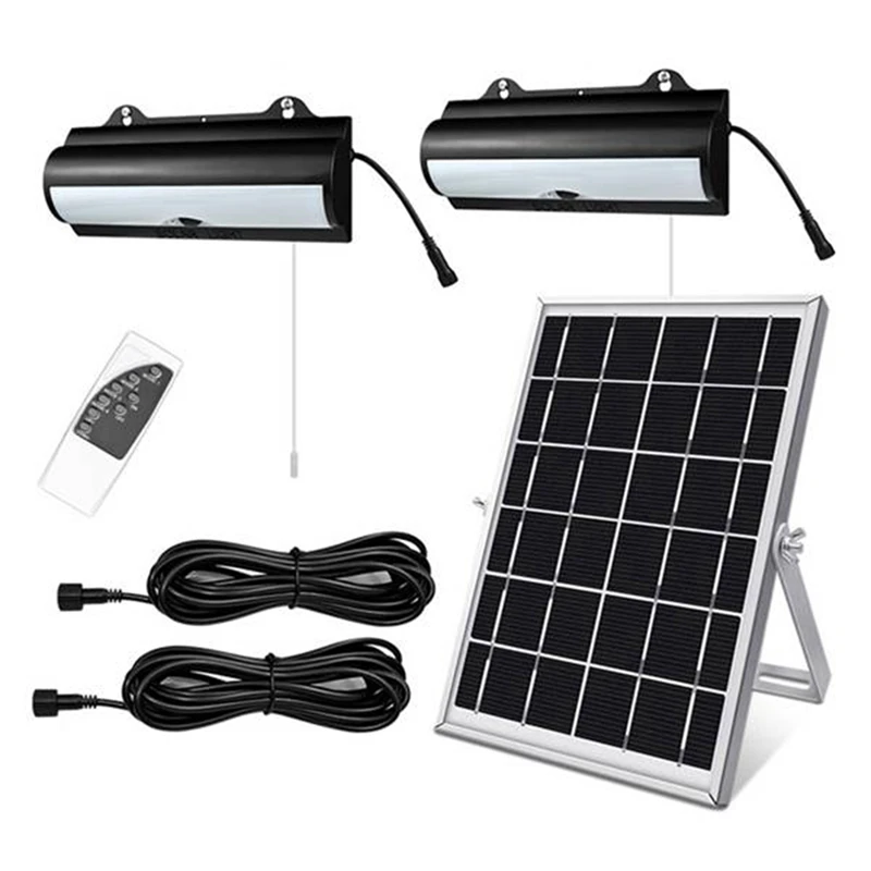 

Double Head Solar Pendant Light Outdoor Waterproof Garden Motion Sensor LED Dimmable Remote Cord Solar Light Shed Easy Install