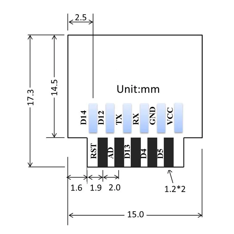 Módulo ESP-02S Wi-Fi 2,4G TYWE2S serie Golden Finger paquete ESP8285 transmisión transparente inalámbrica Compatible con ESP8266