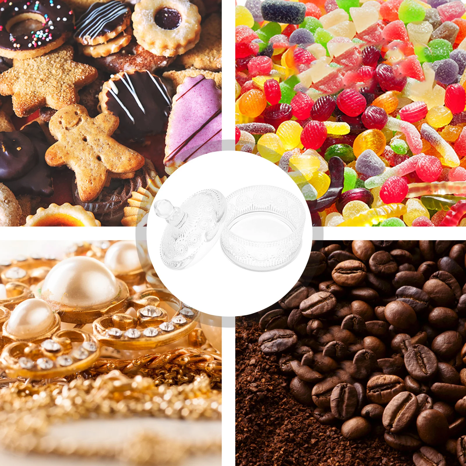 

Sunflower Embossed Glass Candy Jar Sealed Cover Jewelry Storage Box Decorative Candy Container Glass Jar with Lid