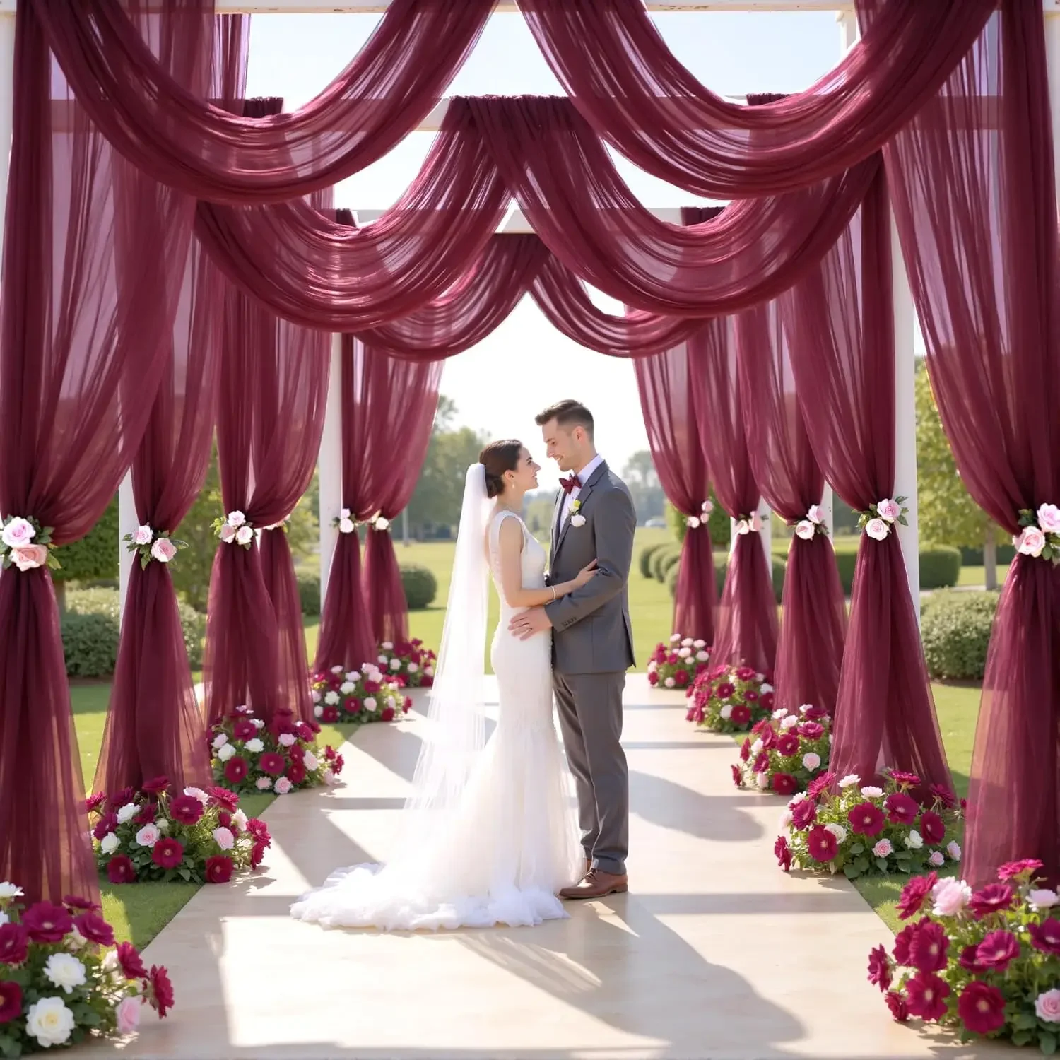 3-10M Hochzeitsbogen-Drapierung Stoffhintergrund für Hochzeitsempfang Tüll-Hintergrund Geburtstagsfeier Duschdekoration Deckendekoration – Detail 1