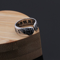 Retro Six Word Admonition Ring For Men Punk Gothic Rock Hiphop Open Ring Unisex Accessories Handmade Designer Jewelry Bless Gift