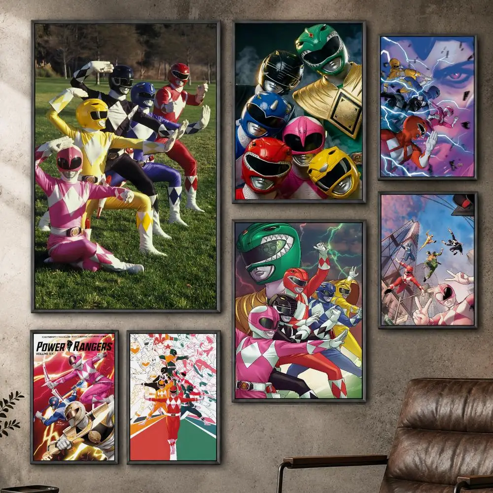 Series Mighty Morphin Power Rangers 90s Action Poster  PP Self Adhesive Home Garage Dorm Bar Wall Decor Aesthetic Retro Gift