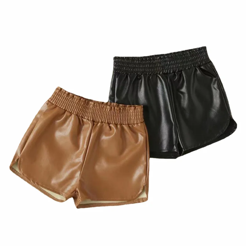 Fashion Baby Girls Shorts Leather PU Girls Clothes Kids Clothing Children Outfits Streetwear Toddler Pants High Waist