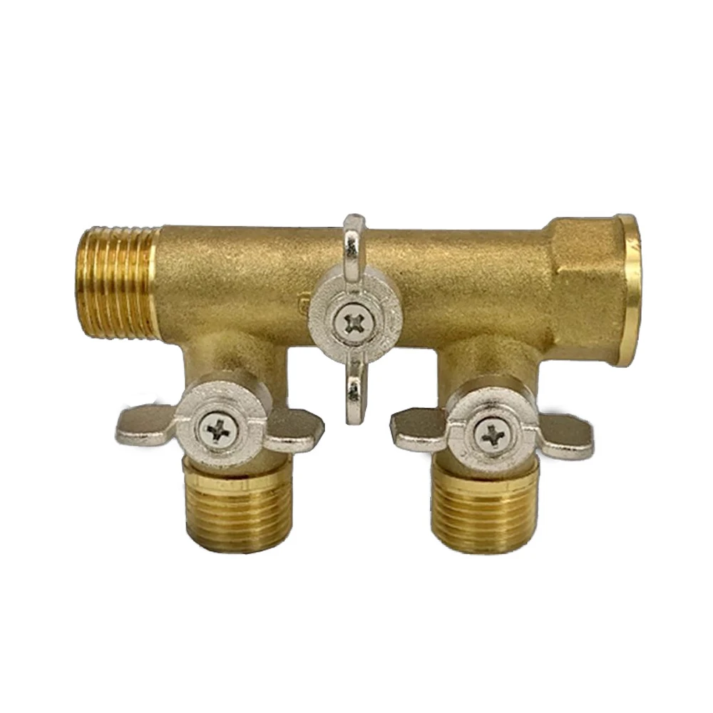 4-Way Injection Vale 1/2 and 3/4 incha Brass Pre-fill Surge Valve Three Head for Split Solar Water Heater