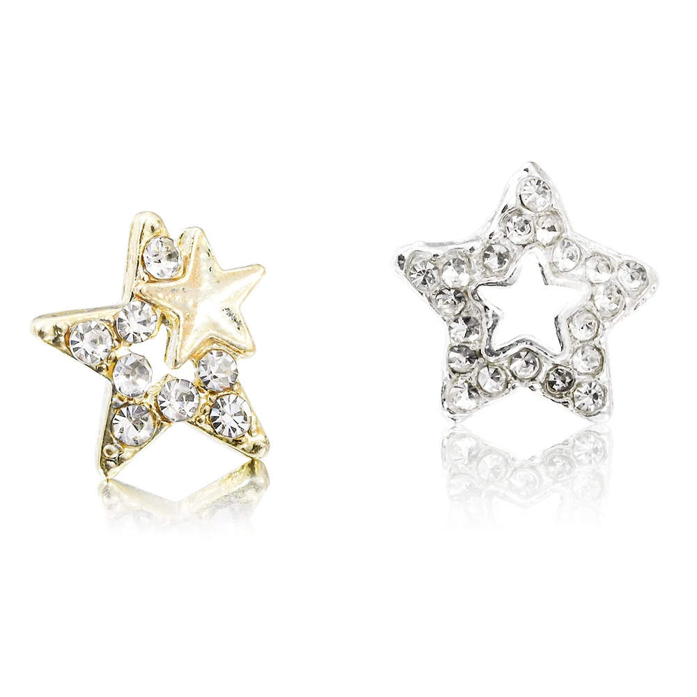 10Pcs  Five-Pointed-Star Alloy Nail Art Jewelry Star Charm 3D Silver Crystal Diamond DIY Nail Art Trinkets Manicure Decor#JE1222