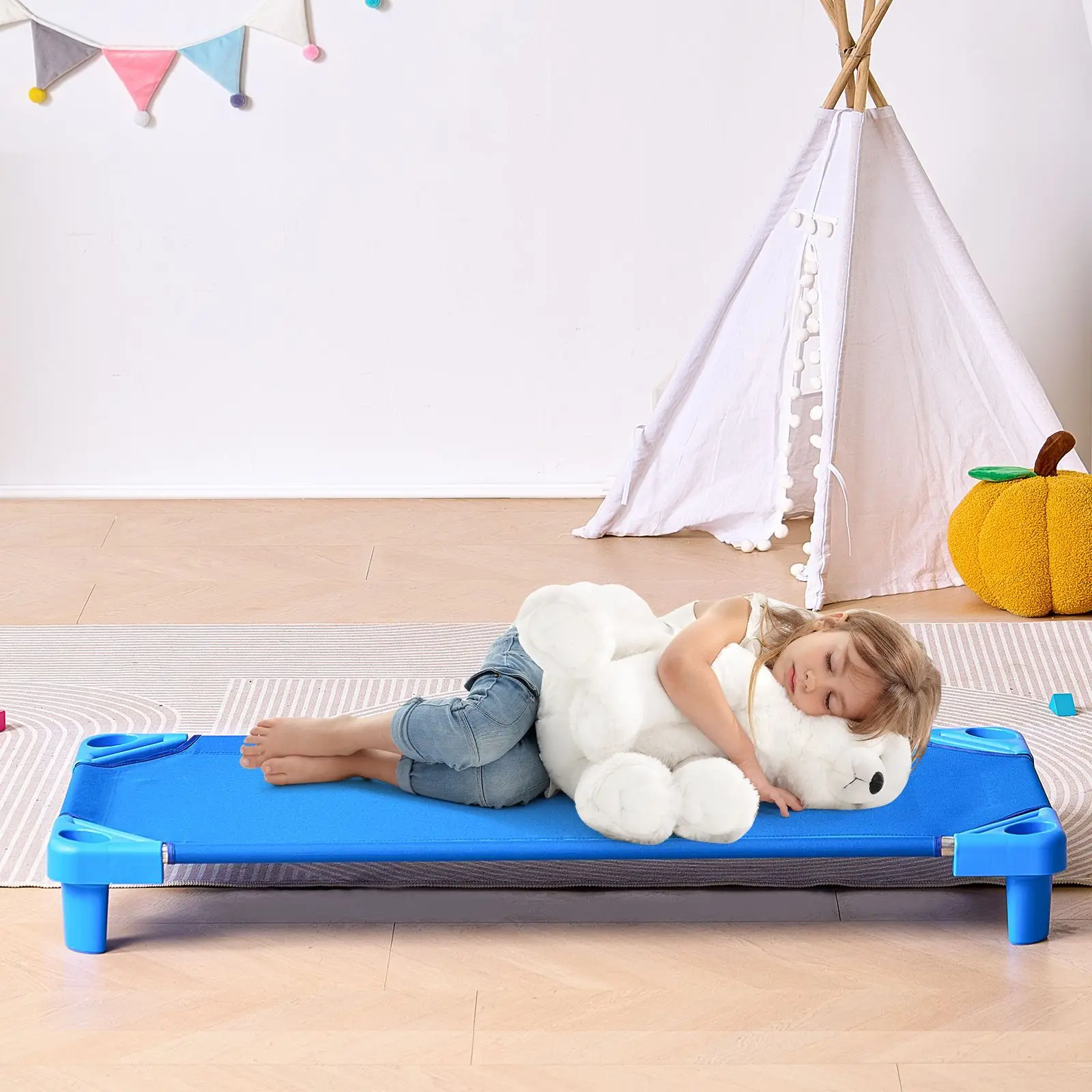 Stackable Kiddie Cot, Pack of 6, Portable Toddler Nap, Standard Size 52