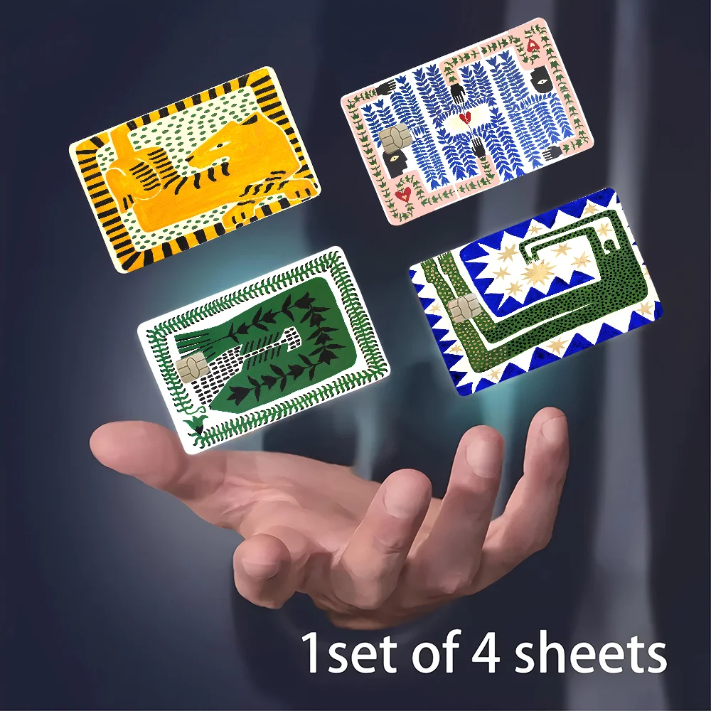 Antikes Ägypten Tiger Leopard Anime Aufkleber Film Skin Cover für Kreditkarte Debit Bankkarte 1 Set mit 4 Stück