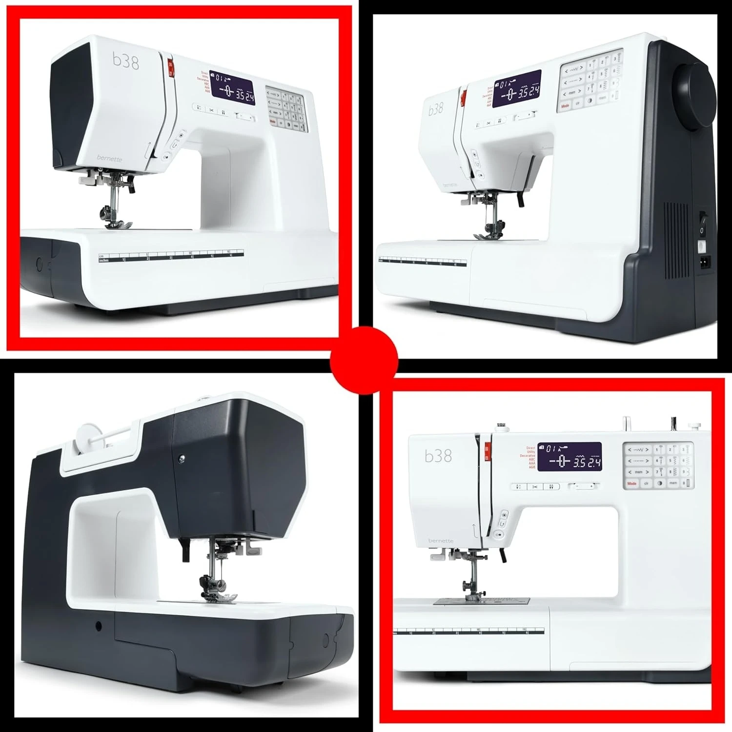 ماكينة خياطة محوسبة B38 |   شاشة LCD، 394 أنماط غرزة، خيط إبرة أوتوماتيكي، ضوء LED، طاولة تمديد