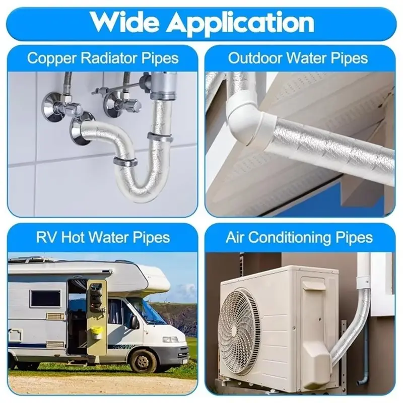 ABVS For Freeze Protection Water Pipe Insulation Tape 5Cmx10mx10mm Aluminum Foil Self-Adhesive Fire Retardant Wrap