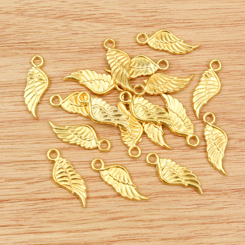 20pcs 21x8mm Charms angel wings Tibetan Silver Plated 5 Colors Pendants Antique Jewelry Making DIY Handmade Craft