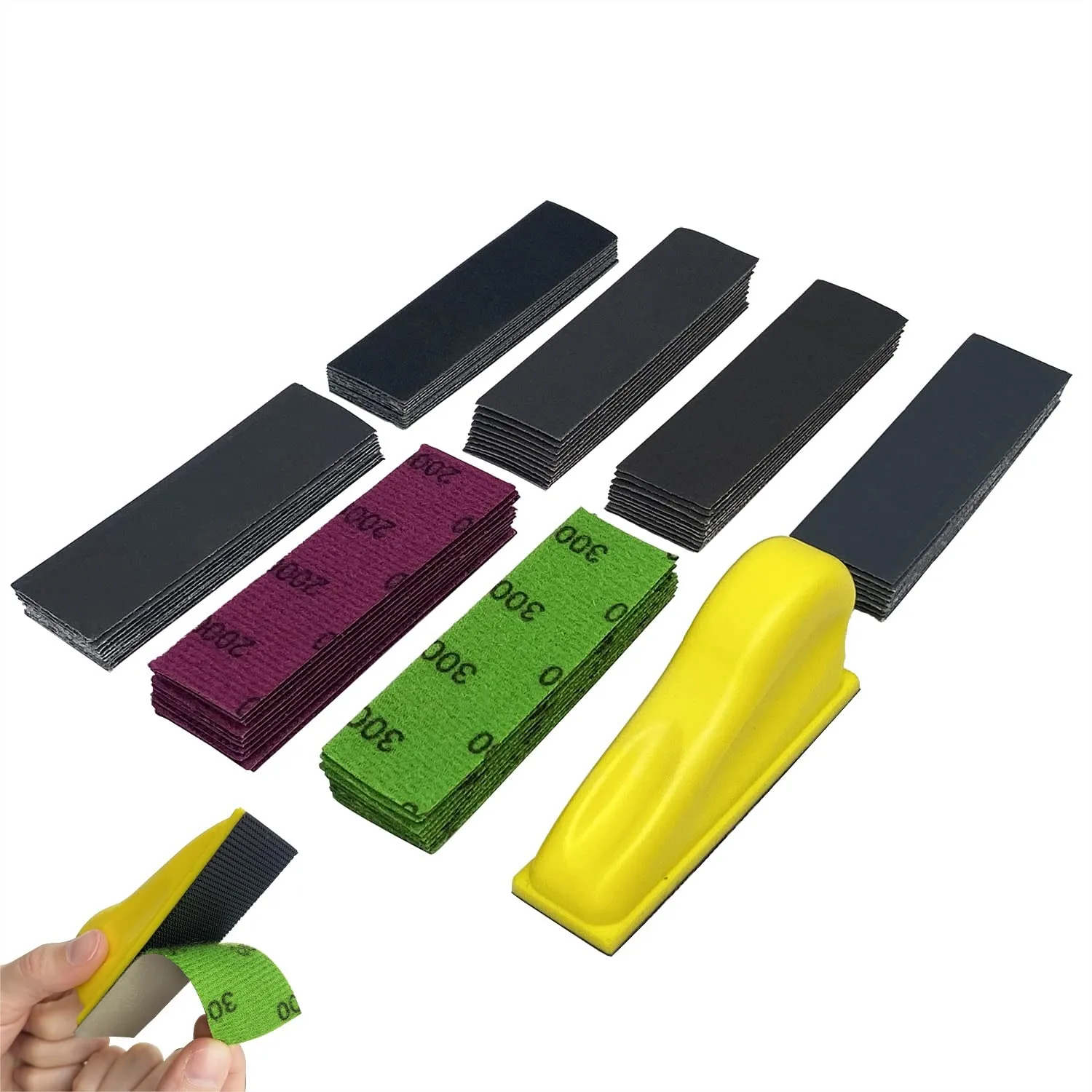 

70PCS Wet Dry Sandpaper Kit with Grit 400-3000, Hand Sanding Block for Craft Wood Small Space Works