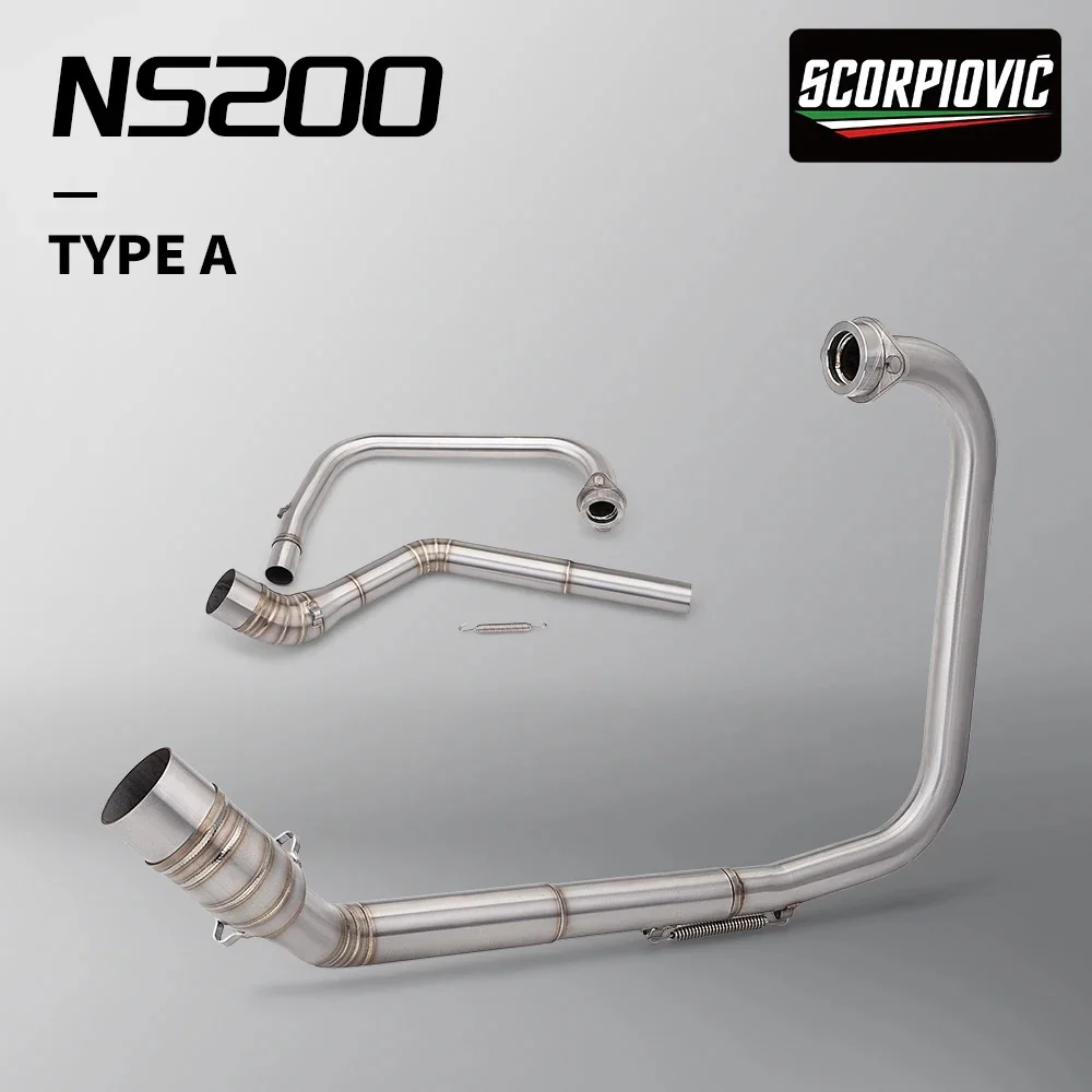 51 مللي متر الهروب دراجة نارية نظام العادم الكامل NS200 NS 200 ل Bajaj Pulsar NS200 رئيس الأوسط وصلة الأنابيب سباق الدراجة الكوع