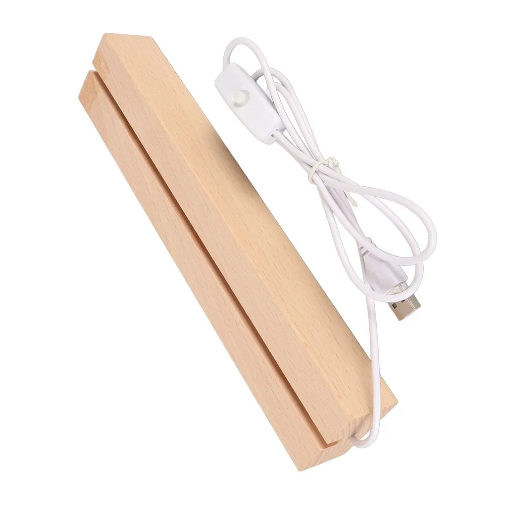 

24cm /18cm Rectangle LED Lights Display Bases Through Slot USB Interface Crystal Wooden Lighted Base Stand Multi Functional
