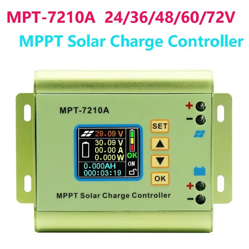 AT82-Green Solar Charge Controller 24V/36V/48V/60V/72V Solar Regulator Battery Panel Boost Voltage Module
