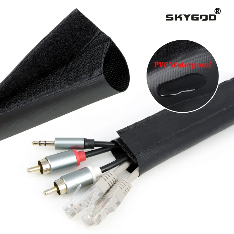 1-10m PVC Waterproof Cable Sleeve 16mm - 100mm Self-adhesive Reusable Wire Harness Insulation Protect Wear-resistant Wrap Sheath