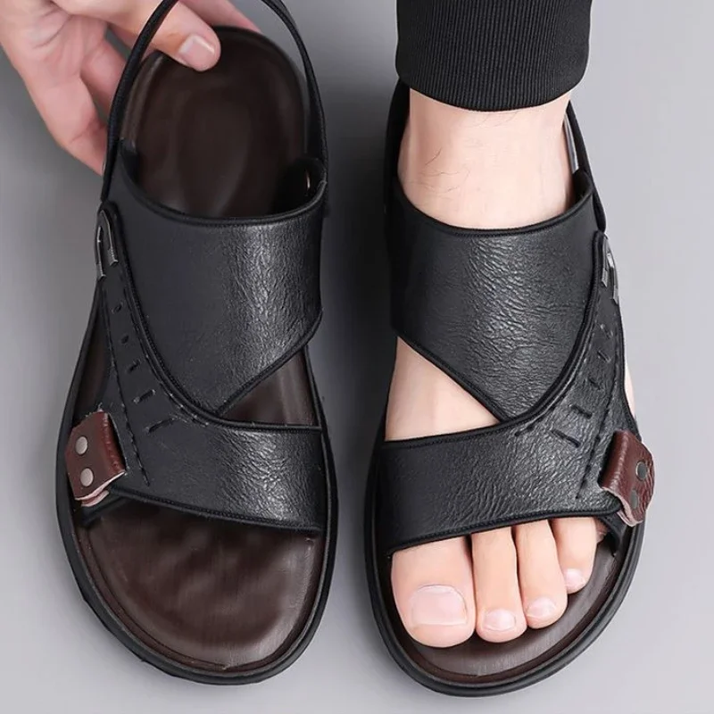 

Soft Male Shoe Wear-resistant Luxury Designer New Summer Low Price Big Size Cheap Liquidation Open Toe Comfortable Men's Sandal