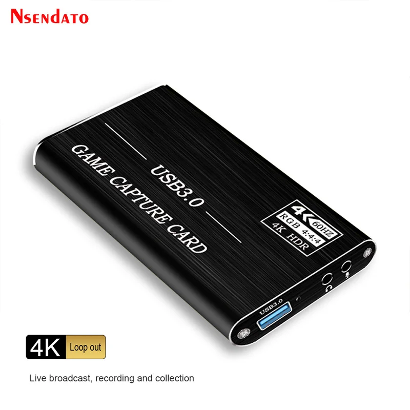 4K 60Hz USB 3.0 HDMI Video Capture HDMI to USB3.0 Video capture Dongle Card Game Live streaming Recording with Audio Mic input